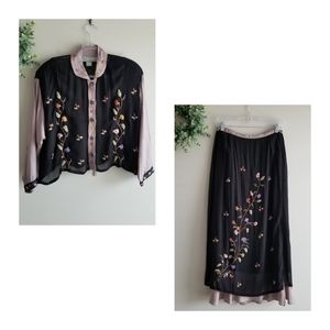 PAPPY BOEZ Hand Embroidered Maxi Skirt & Top 2 pc